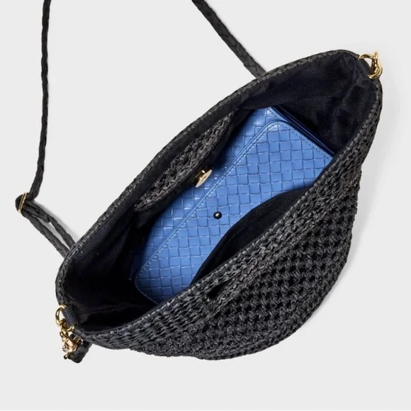 Universal Thread Straw Crossbody Bucket Bag with Removable Straps - Picture 3 of 12